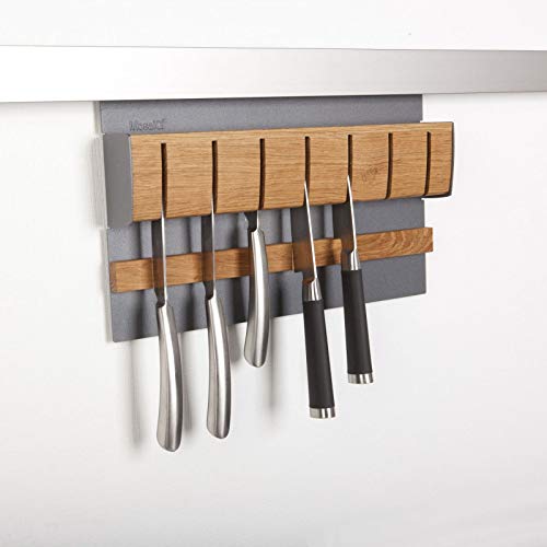 Sotech SO-TECH® Linero MosaiQ Magnet Messerhalter Graphitschwarz mit Holzeinsatz aus Eiche