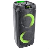 Ibiza - LYRA400-2x6,5"-300W batteriebetriebene Lautsprecher mit beleuchtetem Tieftöner, Bluetooth, Micro-SD, AUX und USB - Schwarz