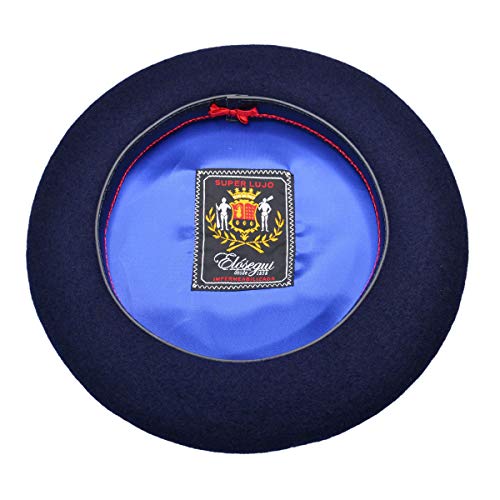 Elosegui Superluxe Baskenmütze mit 100% wasserabweisender Merinowolle, blau, 59 cm