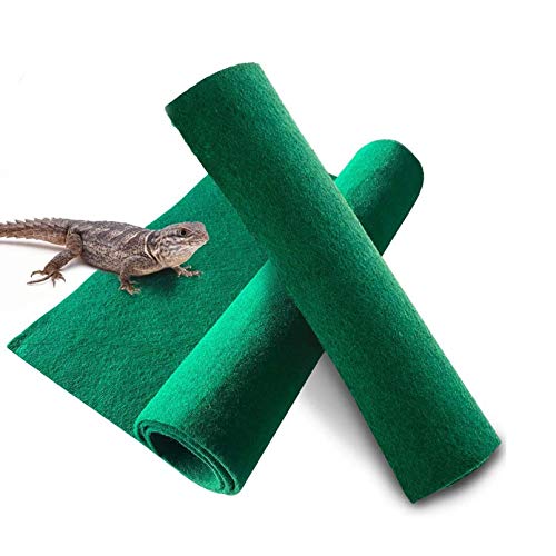 BLSMU Reptilien-Teppich, 39,4 x 19,7 cm, Terrariumsubstrat, weiche grüne Matte für Bartageleisen, Gecko, Chamelon, Iguana, Schildkröten, Schlangen