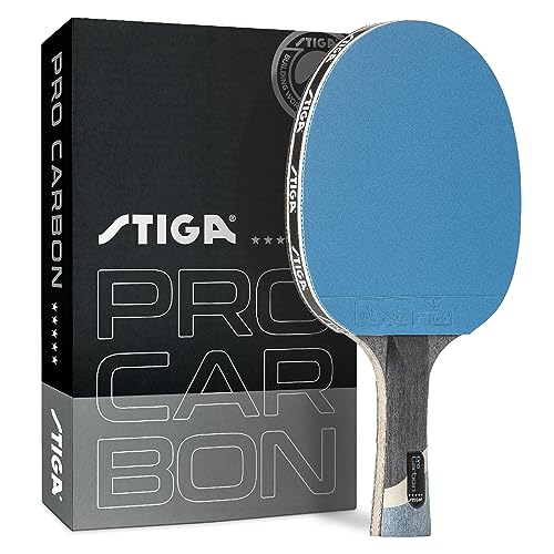 STIGA Pro Carbon Performance Tischtennisschläger | 7-lagige, extra leichte Karbonfaser-Klinge | 2 mm Premium-Schwamm | konkaver Pro-Griff für außergewöhnlichen Halt