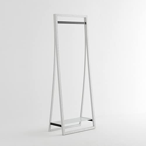 ARHome Kleiderständer, 160 x 60 x 40 cm, Esche Weiß, Ablage aus Glas, Made in Italy