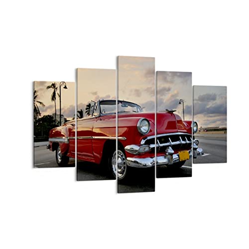 Bild auf Leinwand - Leinwandbild - Auto Kuba Himmel - 150x100cm - Wand Bild - Wanddeko - Leinwanddruck - Bilder - Kunstdruck - Wanddekoration - Leinwand bilder - Wandkunst - EA150x100-0186