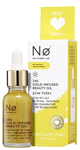 Nø glow tøday 24k Gold-infused Beauty Oil mit Hagebuttenkernöl, Ringelblumenextrakt und echten 24k Goldpartikeln – Beauty Oil für eine strahlende Haut | 19 ml