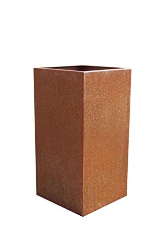 Vivanno Blumenkübel Pflanzkübel Pflanzsäule Cortenstahl Metall Eckig Block, Rostbraun (40x40x80 cm)