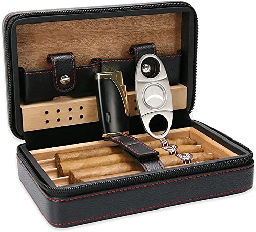 Zwinner Humidor Etui, Tragbares Zigarrenetui Zigarrenaufbewahrungsetui für Büro für Zuhause für Reisen(Schwarz)