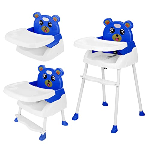 YORKING 4 in1 Kinderhochstuhl mit tisch Hochstuhl Baby Essstuhl Sitzerhöhung Treppenhochstuhl Klappbar für Einen Optimalen Komfort Des Babys Blau