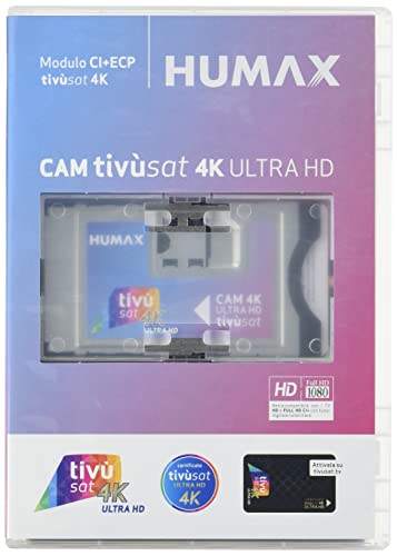 Humax CAM Tivùsat 4K Ultra HD mit CI+ECP-Schnittstelle, inklusive Karte, Rückseite kompatibel mit CI-Geräten