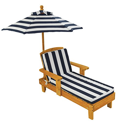 KidKraft 105 Liegestuhl mit Sonnenschirm, Marineblau