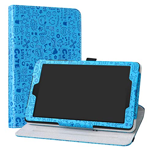 LiuShan Schutzhülle für 20,3 cm (8 Zoll) Alcatel 3T 20,3 cm (8 Zoll) Android Tablet (PU-Leder, um 360 Grad drehbar) Blau blau