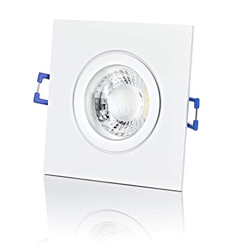 lambado® Premium LED Spot 230V Flach Weiß - Hell & Sparsam inkl. 5W Strahler warmweiß dimmbar - Moderne Beleuchtung durch zeitlose Einbaustrahler/Deckenstrahler