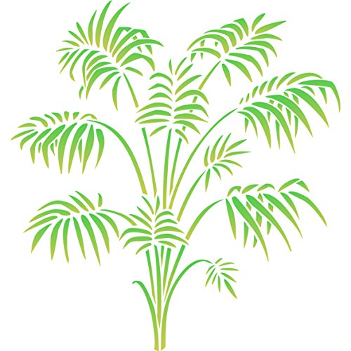 Schablone aus Bambus, 33 x 35,5 cm (L), wiederverwendbar, viktorianischer Stil, Palmenfront, Blattwerk, Wandschablone