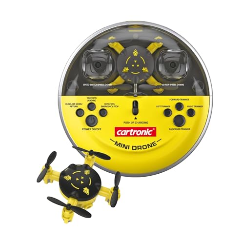 Cartronic 2.4 GHz Quadcopter Pocket Drone, gelb, 8,0 x 8,0 x 3,5 cm I Ferngesteuerte Drohne mit Headfree Control und LED-Beleuchtung I Kleine Drohne für Anfänger geeignet I Ab 14 Jahre