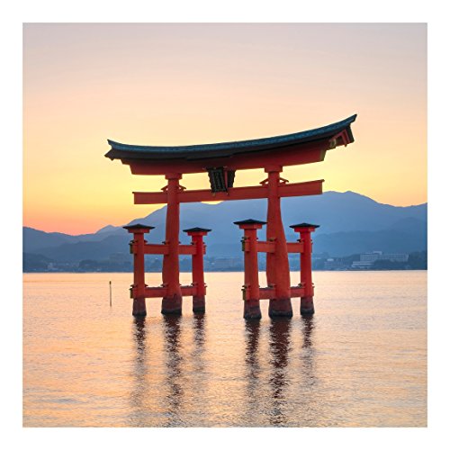 Apalis Vliestapete Torii am Itsukushima Fototapete Quadrat | Vlies Tapete Wandtapete Wandbild Foto 3D Fototapete für Schlafzimmer Wohnzimmer Küche | Größe: 336x336 cm, mehrfarbig, 98085