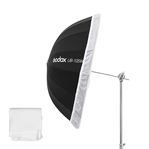 Godox UB-105W 41in 105cm Parabolic Black White Reflective Umbrella Studio Light Umbrella with Black Silver Diffuser Cover Cloth (UB-105W)
