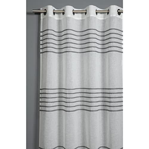 GARDINIA Vorhang mit Ösen, Transparenter Ösenschal, 3D-Streifen, Lichtdurchlässig und transparent, Grau, 140 x 245 cm