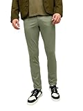 Herren Jack & Jones Chino Hose Stretch Pants Konischer Schnitt Slim Fit Look JPSTMARCO JJBOWIE, Farben:Grün, Größe Hosen:29W / 34L, Z-Länge:L34