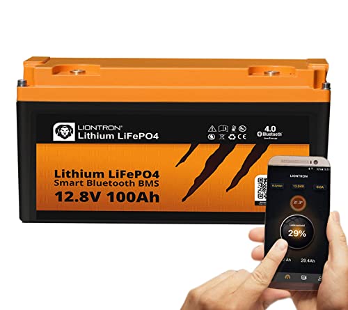 LIONTRON LiFePO4 12V 100Ah Lithium Batterie mit Smart Bluetooth BMS - Versorgungsbatterie für Wohnmobil, Boot, Camping oder Solar