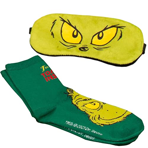 Fizz Creations The Grinch Schlafmaske & Socken Geschenkset Weihnachtsmaske & Socken Offizielles Lizenzprodukt von The Grinch
