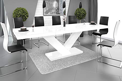 Design Esstisch Tisch HE-999 Weiß Hochglanz ausziehbar 160 bis 256 cm