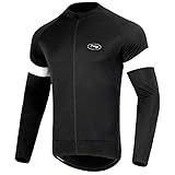 CGLRybO Herren Radtrikot Langarm Radsport Laufshirts 3+1 Taschen, Atmungsaktiv Quick Dry MTB Shirt, Schwarz , 58