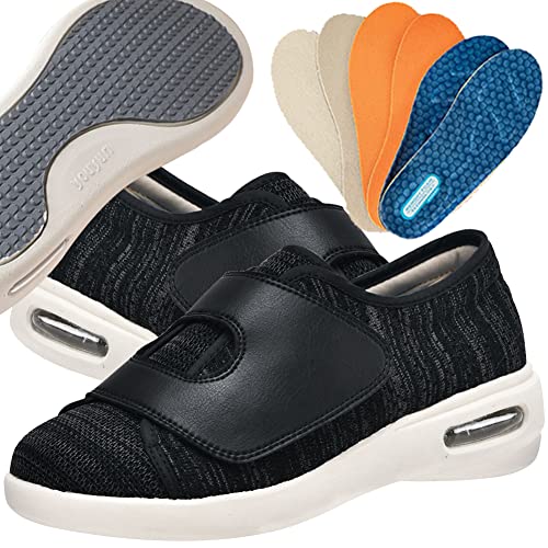 Schuhe Für Geschwollene Füße Orthopädische Diabetiker Schuhe Herren Damen Senioren Turnschuhe Freizeitschuhe Reha Schuhe Für Geschwollene Füße,Blackgrey,41 EU