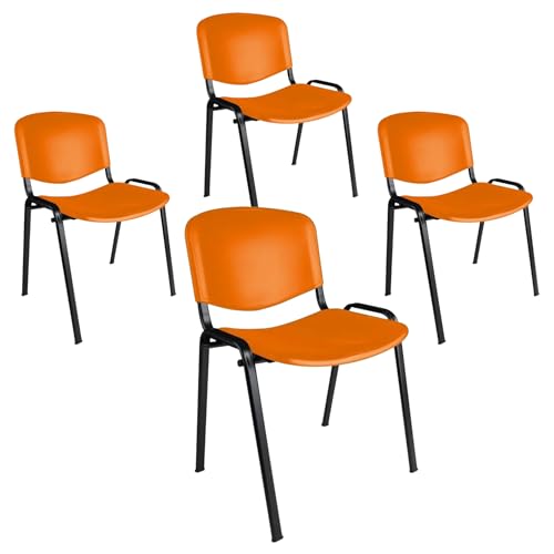 Topsit Büro & More 4er Set Besucherstühle, stapelbarer Konferenzstuhl, mit Sitz und Rückenlehne aus Kunststoff. (Orange)