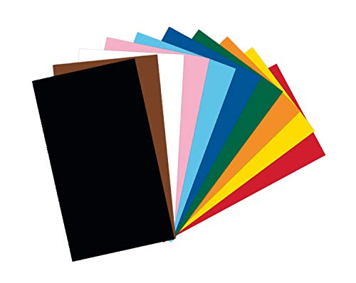 folia 61/50 09 - Fotokarton Mix 50 x 70 cm, 300 g/qm, 50 Bogen sortiert in 10 Farben, zum Basteln und kreativen Gestalten von Karten, Fensterbildern und für Scrapbooking