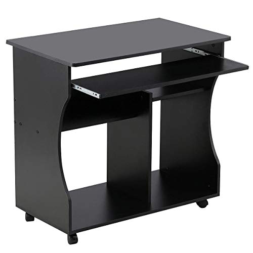 Yaheetech Schreibtisch Computertisch Eckschreibtisch mit Ablagen und Rollen, 80 x 48 x 76 cm für Home office Schwarz