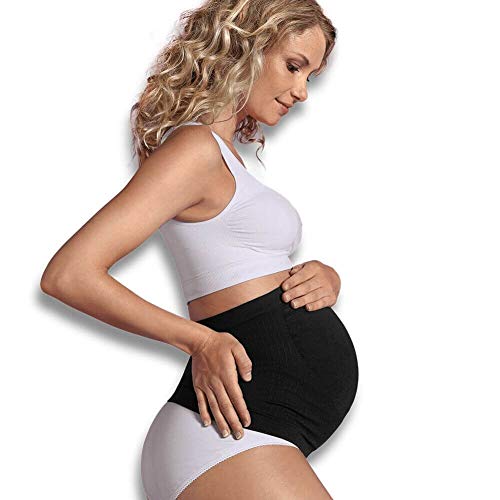Carriwell unterstützendes Schwangerschafts-Bauchband, wärmt & lindert Rückenschmerzen in der Schwangerschaft, reduziert Risiko von Muskelzerrungen, nahtlos, schwarz, Größe: S