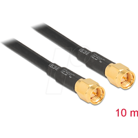 Delock WLAN-Antennen Anschlusskabel [1x SMA-Stecker - 1x SMA-Stecker] 10 m Schwarz vergoldete Steckkontakte