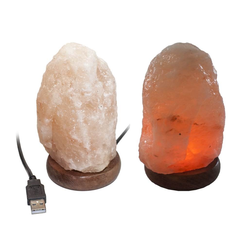 Windworks Salzkristalllampe mit USB-Stecker,Salt Range Pakistan,ca. 500 Gramm, ca. 12 x 7 cm