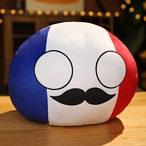Country Ball Toys Plüschkissen, Polandball Countryball Frankreich Russland Großbritannien Deutschland Italien Plüschtiere, Weihnachtsgeburtstagsgeschenke Für Anime Fans 30 cm Frankreich