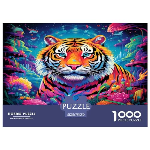 Colorful Tigers Erwachsene 1000 Teile Puzzle Moderne Wohnkultur Family Challenging Games Geburtstag Lernspiel Stress Relief Toy 1000pcs (75x50cm)