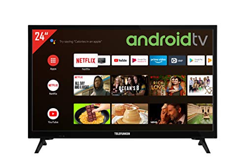 Telefunken XH24AJ600V 24 Zoll Fernseher / Android TV (HD ready, HDR, Triple-Tuner, 12 Volt, Smart TV, Play Store, Google Assistant, Bluetooth) [Modelljahr 2021]