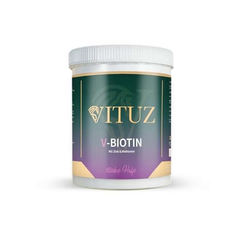VITUZ V-Biotin - Hochwirksamer Futterzusatz zur Huf- und Hornverbesserung für Pferde | 3-Fach Formel mit Biotin, Methionin und Zink - 1Kg