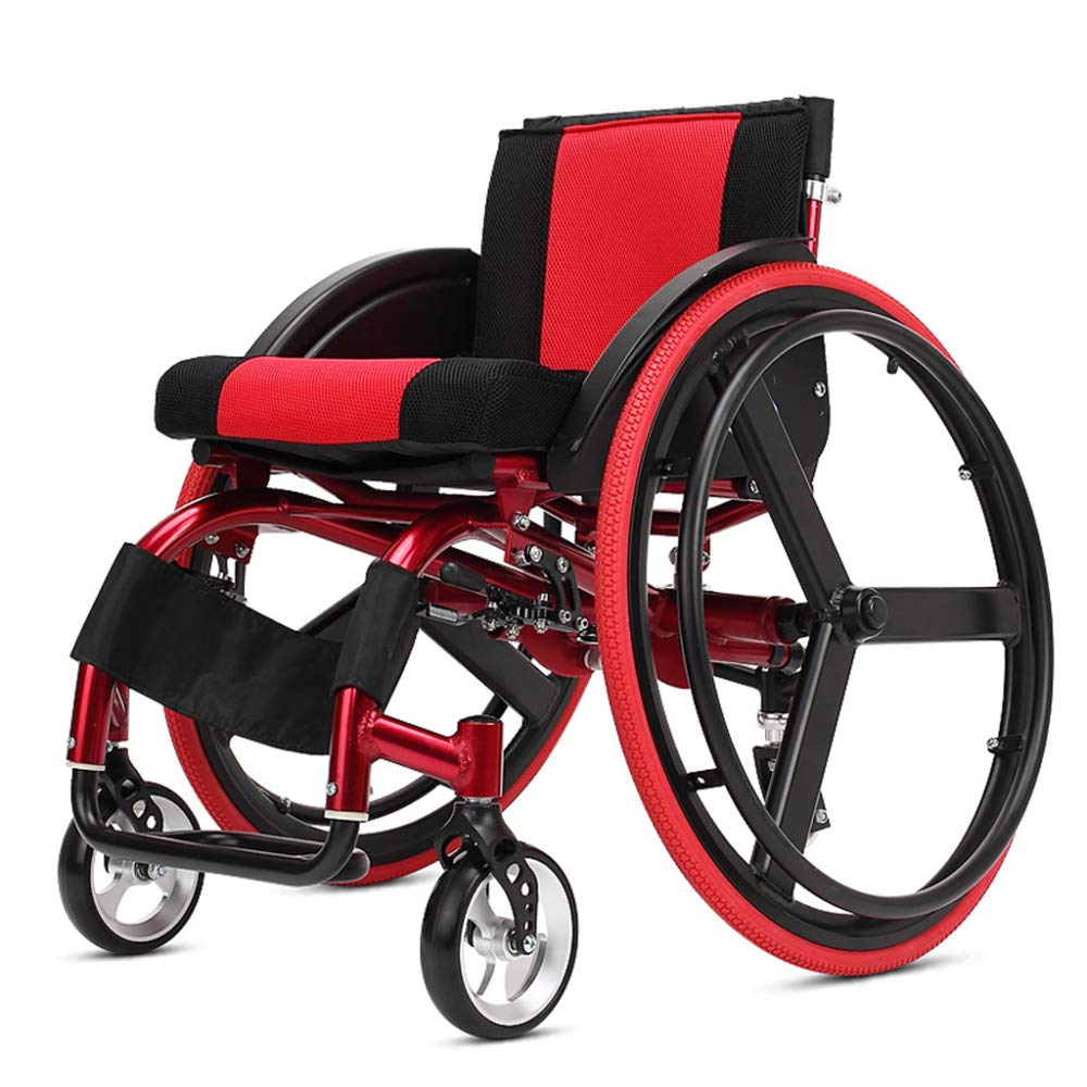 ZYLZL Für Ältere Rollstuhl Bewegung Erwachsene Manueller Selbstantrieb Leichtgewichtige Faltbare Aluminium Fortgeschrittene Stoßdämpfung Stoßen Unbequem Anwendbar Kinder Zerebralparese Ultraleich