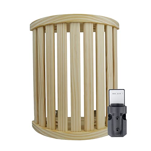 SudoreWell® Sauna Ecklampenschirm Holzblendschirm Oslo aus Kiefernholz mit Leuchtenfassung E 14
