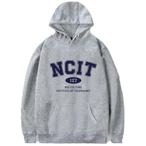Charous Kpop-NCT 127 NCIT Hoodie, Unisex Verdicktes Warmes Sweatshirt Zur Unterstützung Von NCT 127-Fans Geschenk,Grau,4XL
