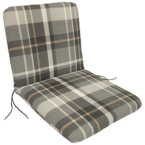 DEGAMO Auflage Sesselauflage Seattle für Gartenstuhl Niederlehner, 45x88cm, grau - beige kariert, Outdoor
