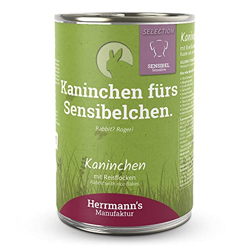 Herrmann's - Selection Sensibel Kaninchen mit Reisflocken - 12 x 400g - Nassfutter - Hundefutter