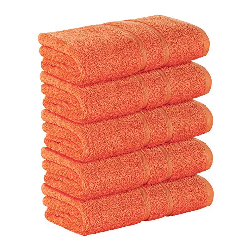 5 Stück Premium Frottee Handtücher 50x100 cm in orange von StickandShine in 500g/m² aus 100% Baumwolle