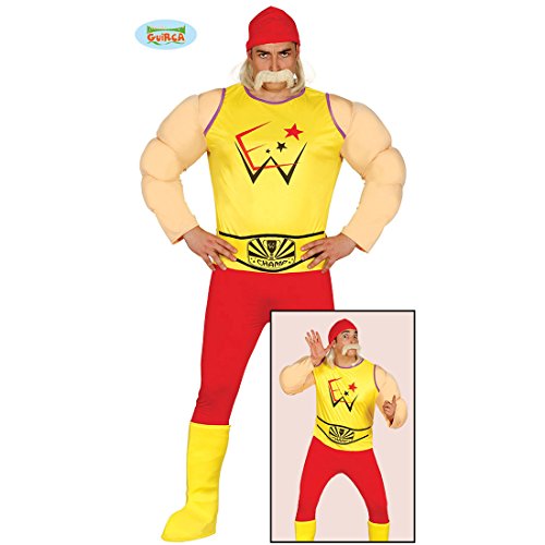 Amakando Ringer Herrenkostüm Wrestler - L (52/54) - Wrestling Outfit Ringerkostüm Herren Muskelkostüm Kampfsport Faschingskostüm Hulk Hogan Kostüm