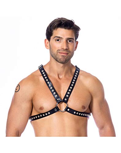 Erotic Fashion Harness, schwarz Leder Verstellbar Brustriemenharness verziert mit Nieten, 1er-Pack (1 x 1 Stück)