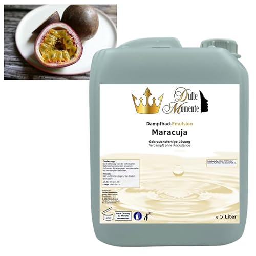 Dampfbad Emulsion Maracuja - 5 Liter - gebrauchsfertig für Dampfbad, Dampfdusche, Verdampferanlagen in Premium Qualität von Dufte Momente …