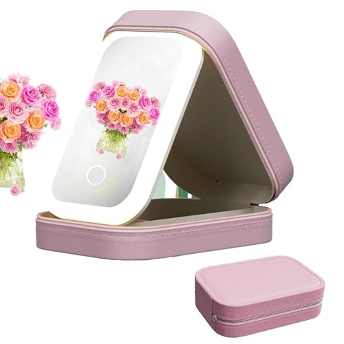 Integrierte Make-up-Tasche mit beleuchtetem Spiegel, 3 Farben, verstellbarer beleuchteter Make-up-Spiegel, Reise-Make-up-Tasche mit LED-Spiegel, tragbarer Make-up-Spiegel mit Licht,