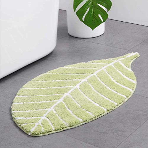 JameStyle26 Badematte antirutsch Fußmatte Grün Blatt Palme Badezimmermatte rutschfest Duschmatte schnelltrocknend Küchenmatte Badezimmer Teppich Matte (Green 50x 80 cm)