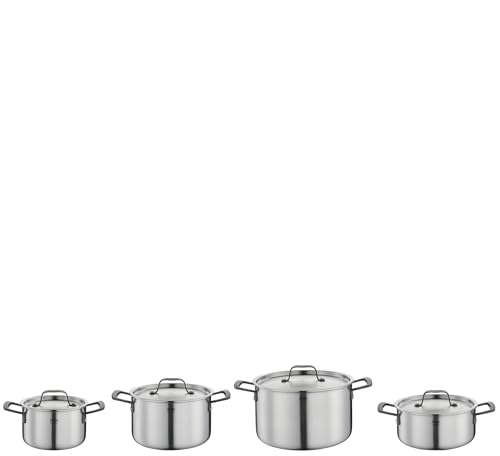 Spring Topf-Set GOURMET, 4-teilig, Mehrschichtige Töpfe mit Deckel aus Edelstahl, Backofengeeignet, Mit Innenskalierung, Kochtopf Ø 16, 20, 24 cm, Bratentopf Ø 20 cm, Schwarz