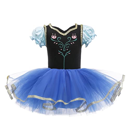 Lito Angels Balletttrikot für kleine Mädchen, Prinzessin, Anna, Tutu, Rock, Ballerina-Kostüm, Verkleidung, Tanzkleidung, Alter 7–8 Jahre