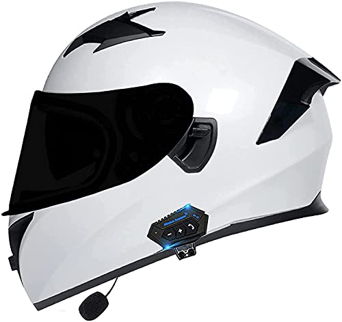 Integralhelm Klapphelm Motorrad Bluetooth-Helm Full Face Vollvisierhelm Mit ECE Genehmigt Scooter-Helm Motorradhelm Doppelvisier Mit Mikrofon Für Damen Herren (Color : B, Größe : XL)